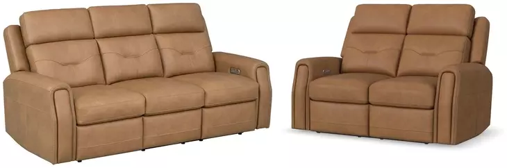 Felix Brown Leather Zero Gravity Triple Power Reclining Living Room Set