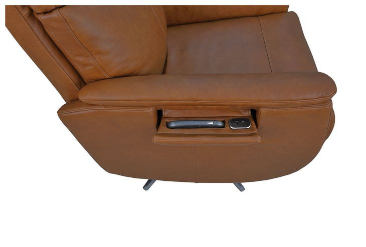 Cove Autumn Leather Zero Gravity Swivel Power Recliner with USB Charging and Heat Massage