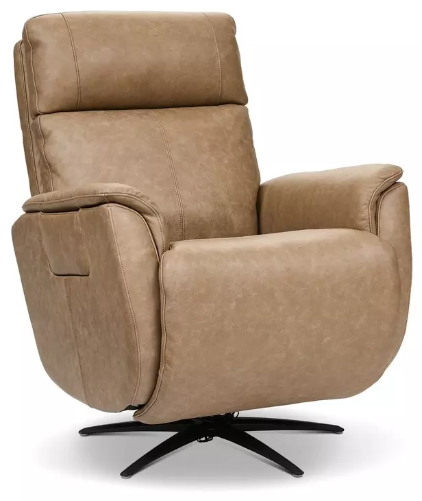 Cove Dune Leather Zero Gravity Swivel Power Recliner with USB Charging and Heat Massage