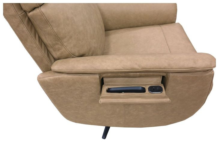 Cove Dune Leather Zero Gravity Swivel Power Recliner with USB Charging and Heat Massage