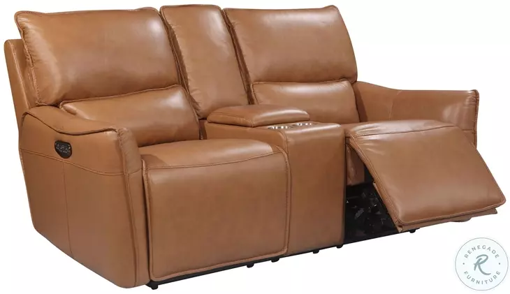 Portland Leather Dual 60" Power Reclining Console Loveseat