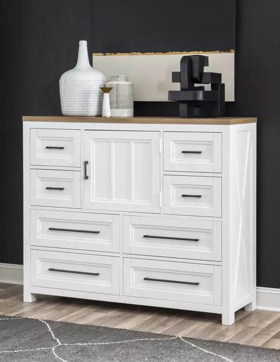Franklin Harvest Oak and Natural White 8 Drawer Bureau Chest