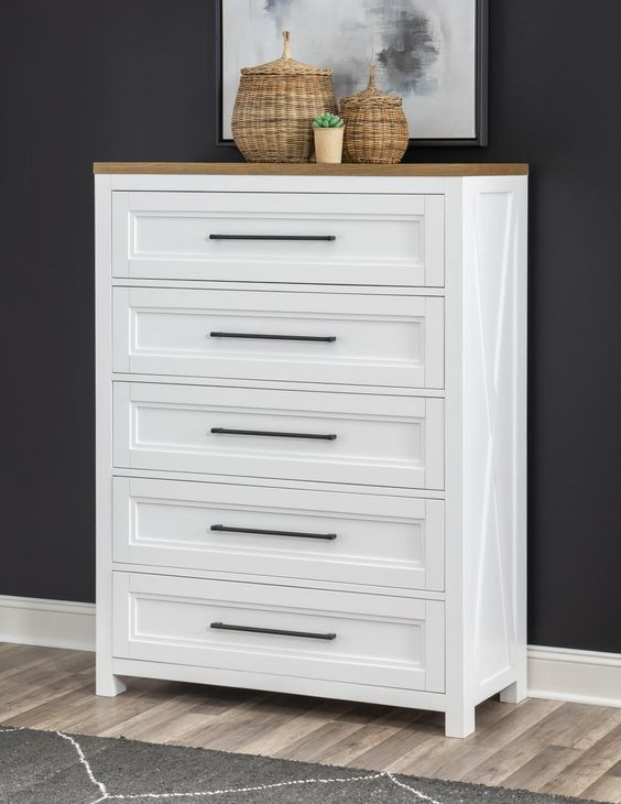 Franklin Harvest Oak and Natural White 5 Drawer Chest