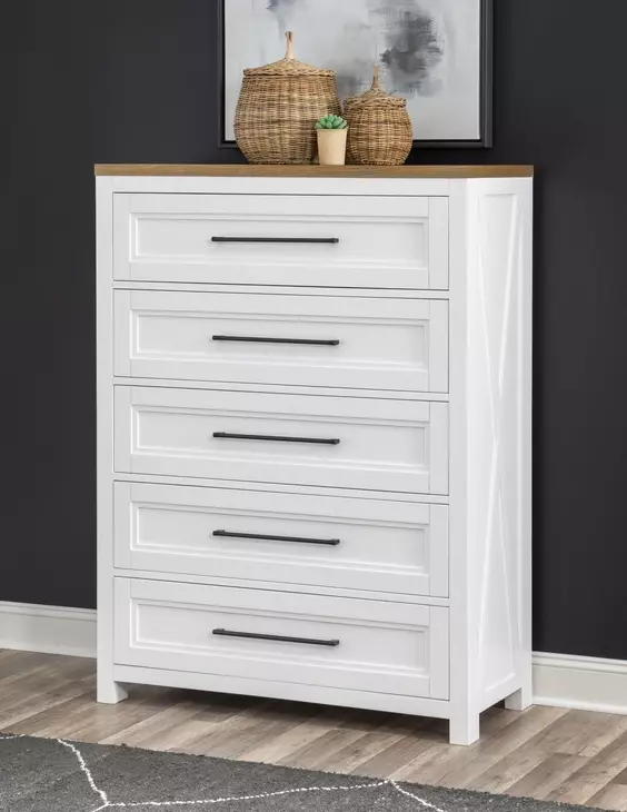 Franklin Harvest Oak and Natural White 5 Drawer Chest