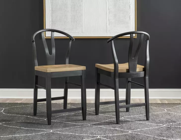 Franklin Harvest Oak and Aged Black Counter Height Dining Chair Set of 2