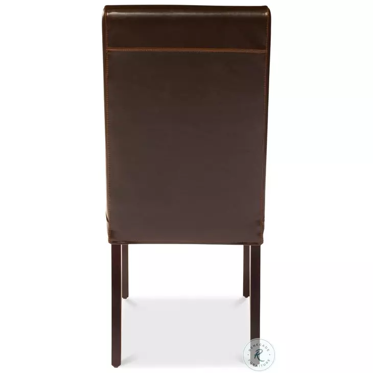 Milano Brown Leather Side Chair Set of 2