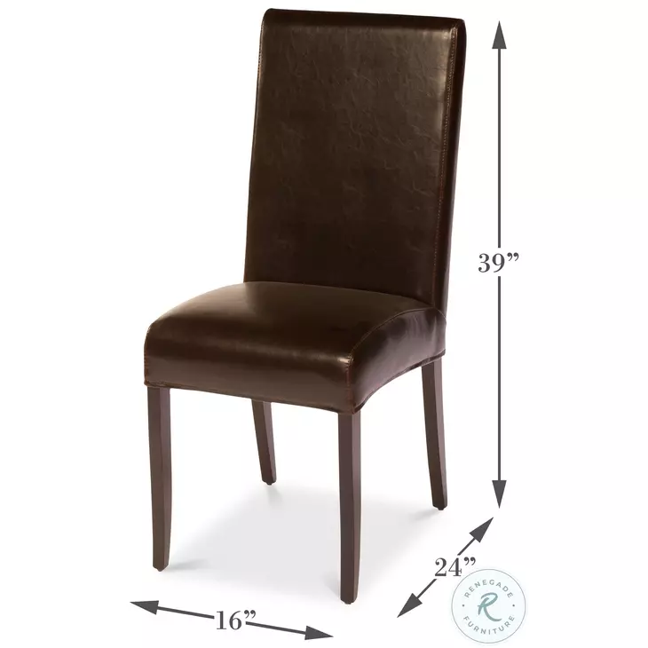 Milano Brown Leather Side Chair Set of 2