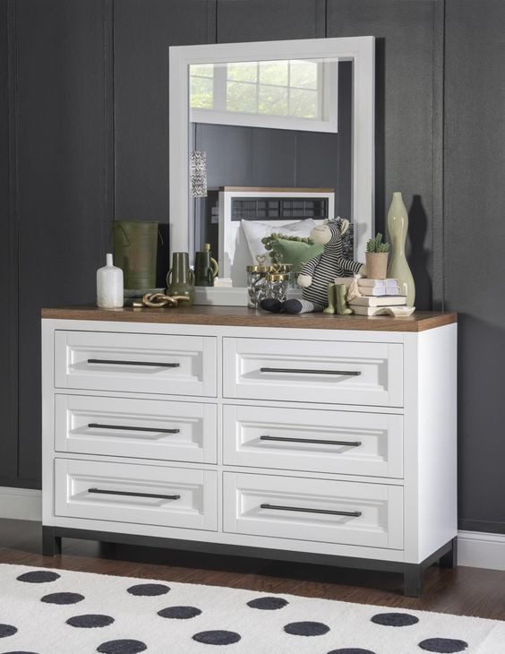 Dutton Natural White Rectangular Dresser Mirror