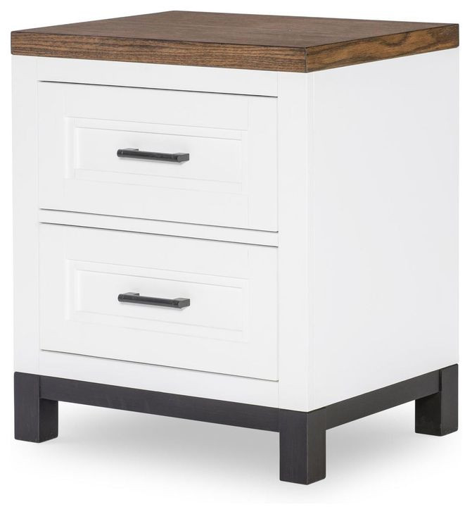 Dutton Natural White and Toasted Coconut 2 Drawer Nightstand with USB Charging