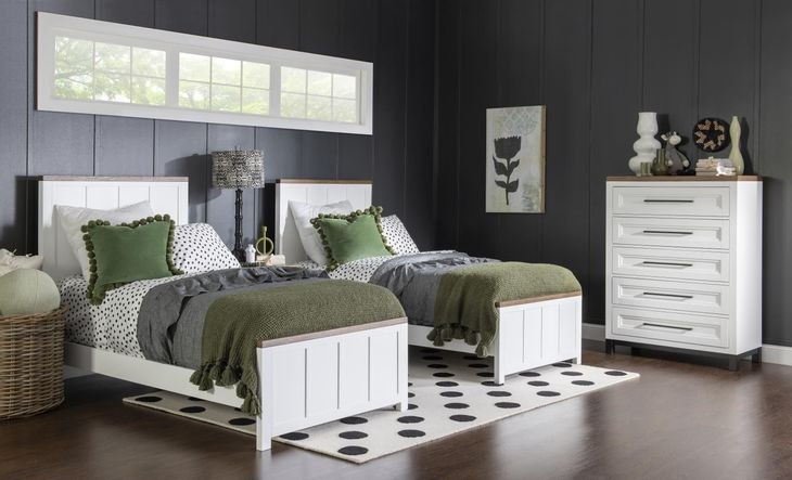 Dutton Natural White and Toasted Coconut Youth Panel Bedroom Set