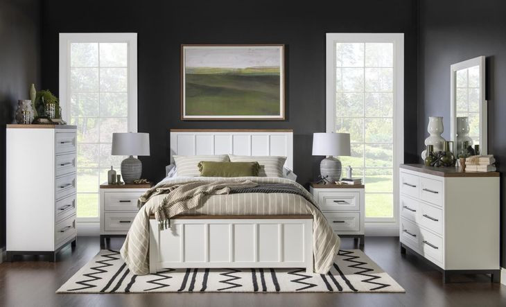 Dutton Natural White and Toasted Coconut Full Panel Bed