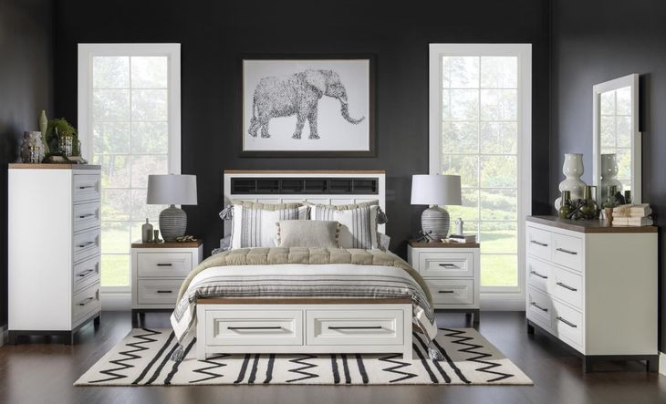 Dutton Natural White and Toasted Coconut 5 Drawer Chest