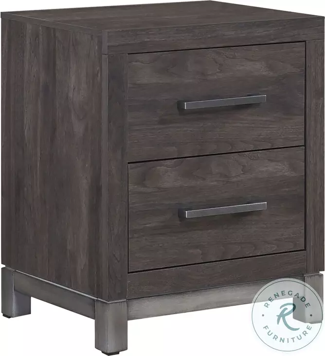 Zephyr Brownish Gray And Antique Silver Nightstand