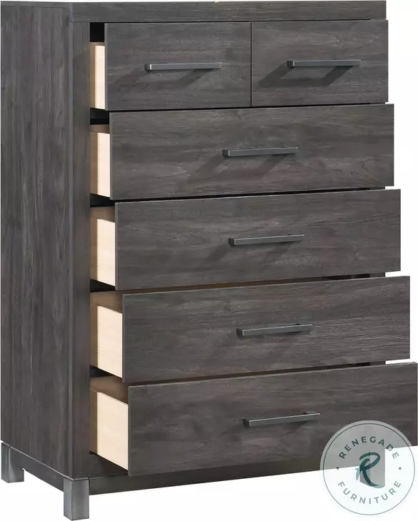 Zephyr Brownish Gray Storage Wall Bedroom Set with Nightstand and LED Lighting