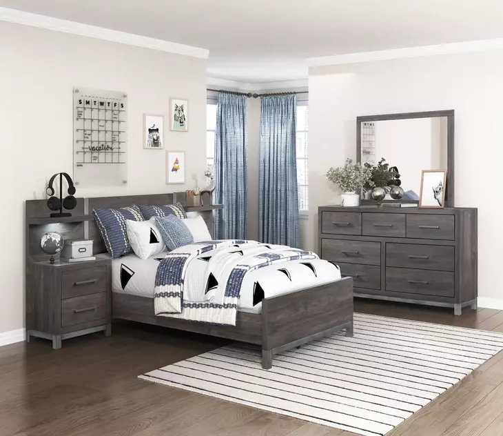 Zephyr Natural 2 Drawer Nightstand with Wall Panel