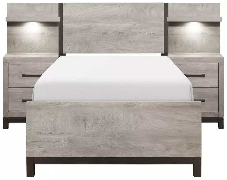 Zephyr Light Gray Youth Storage Wall Bedroom Set