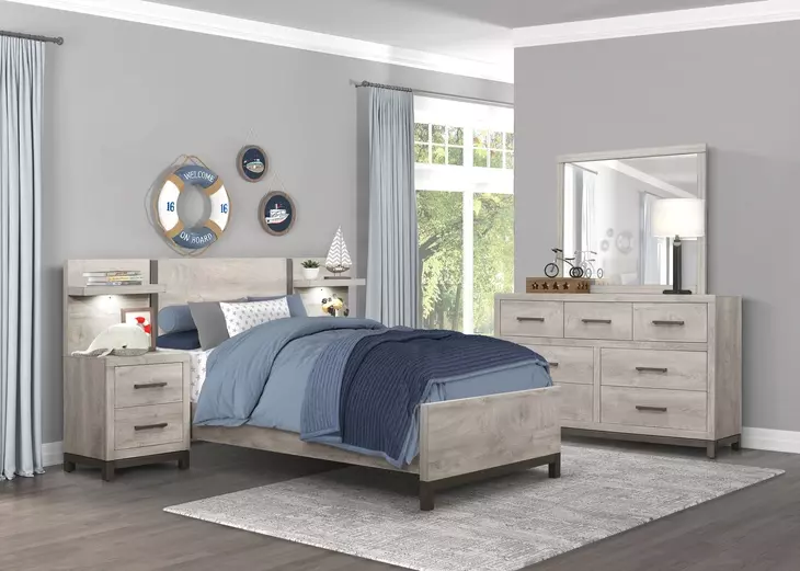 Zephyr Light Gray Youth Storage Wall Bedroom Set