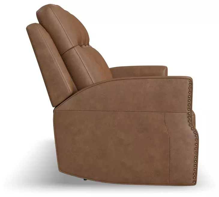 Maxwell Cedar Brown Leather 79" Zero Gravity Triple Power Reclining Sofa with USB Charging and Nailhead Trim