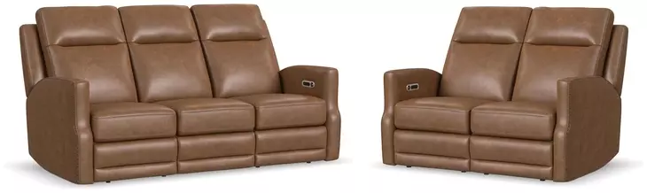 Maxwell Cedar Brown Leather Zero Gravity Triple Power Reclining Living Room Set