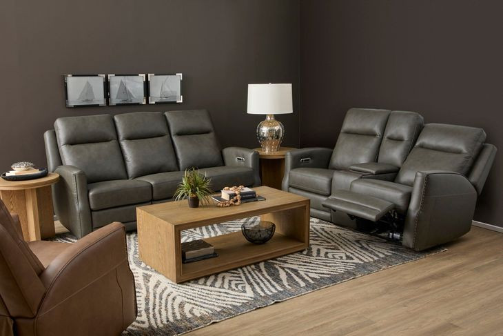 Maxwell Cinder Gray Leather Zero Gravity Triple Power Reclining