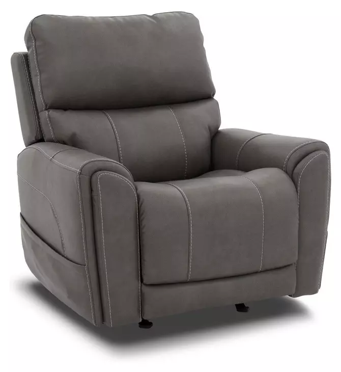 Carter Smoke Zero Gravity Triple Power Recliner with USB Charging and Heat Massage