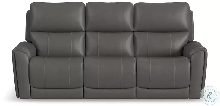 Carter Gray Power Reclining Console Sofa With Power Headrest And Lumbar