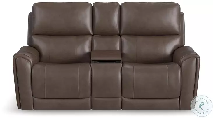 Carter Brown Power Reclining Console Loveseat With Power Headrest And Lumbar