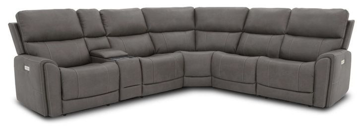 Carter Smoke 6 Piece Modular Zero Gravity Power Reclining Sectional with Power Lumbar and USB Charging