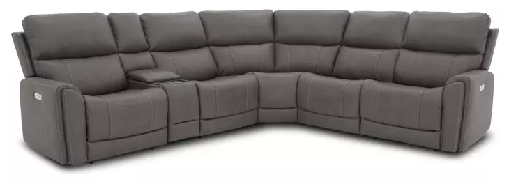 Carter Smoke 6 Piece Modular Zero Gravity Power Reclining Sectional with Power Lumbar and USB Charging