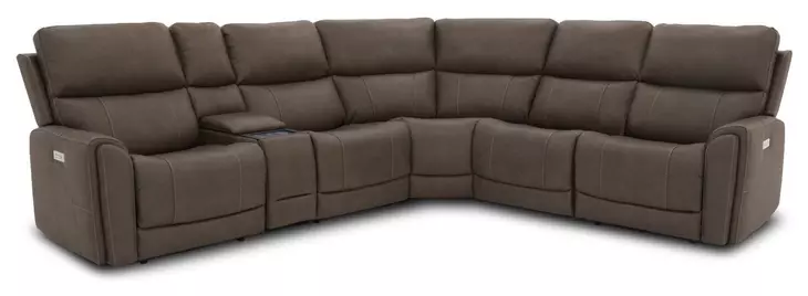 Carter Cappuccino 6 Piece Modular Zero Gravity Power Reclining Sectional with Power Lumbar and USB Charging