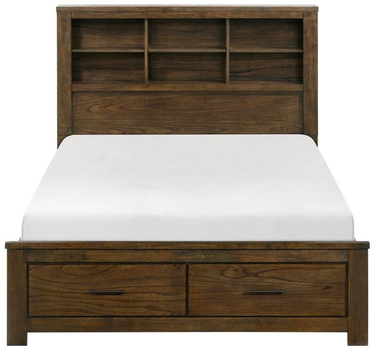 Sullivan Brown Queen Storage Wall Platform Bed with Nightstand