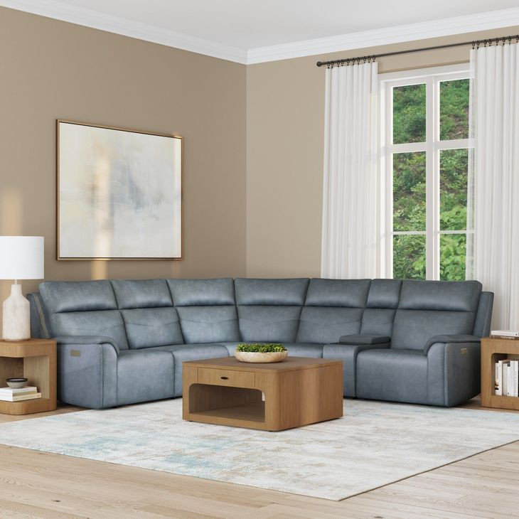 Vernon Admiral 6 Piece Modular Zero Gravity Power Reclining Sectional with Heat Massage and USB Charging