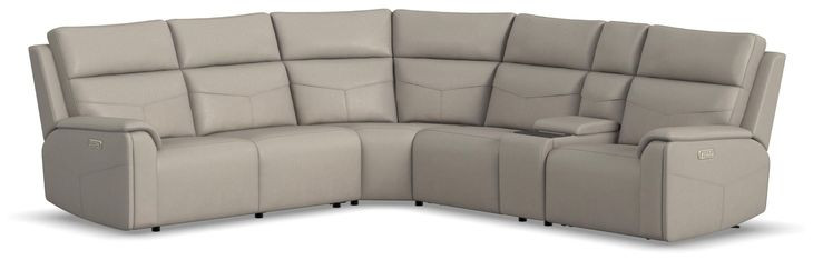 Vernon Dove Gray 6 Piece Modular Zero Gravity Power Reclining Sectional with Heat Massage and USB Charging