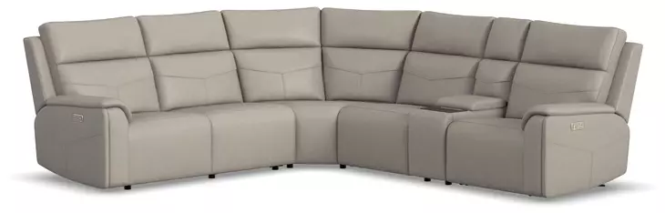 Vernon Dove Gray 6 Piece Modular Zero Gravity Power Reclining Sectional with Heat Massage and USB Charging