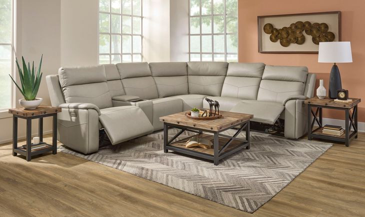 Vernon Dove Gray 6 Piece Modular Zero Gravity Power Reclining Sectional with Heat Massage and USB Charging