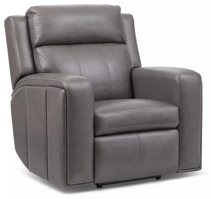 Wyatt Gunmetal Gray Leather Zero Gravity Power Reclining Living Room Set