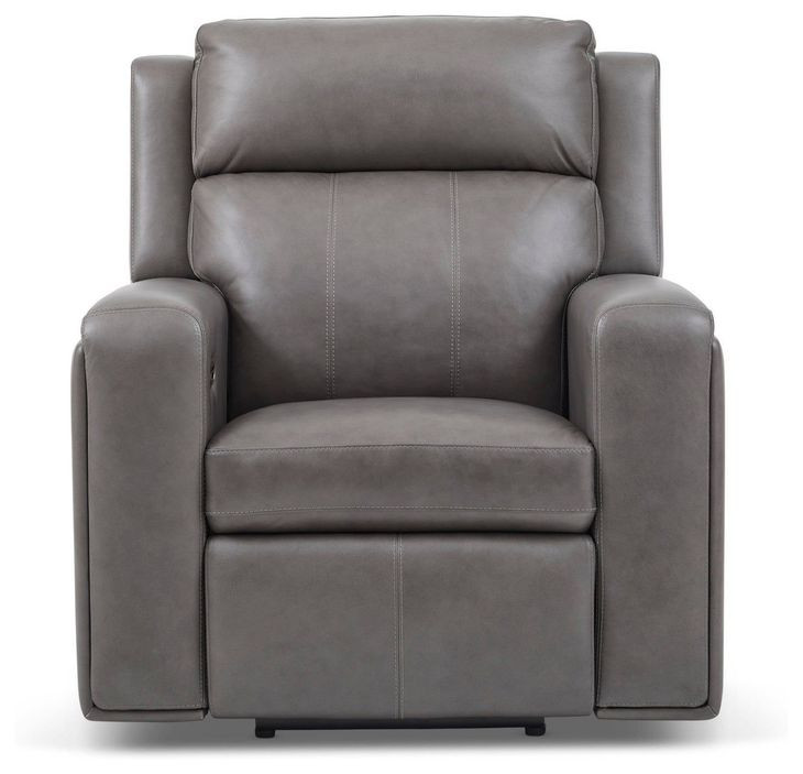 Wyatt Gunmetal Gray Leather Zero Gravity Power Recliner with Power Lumbar and USB Charging