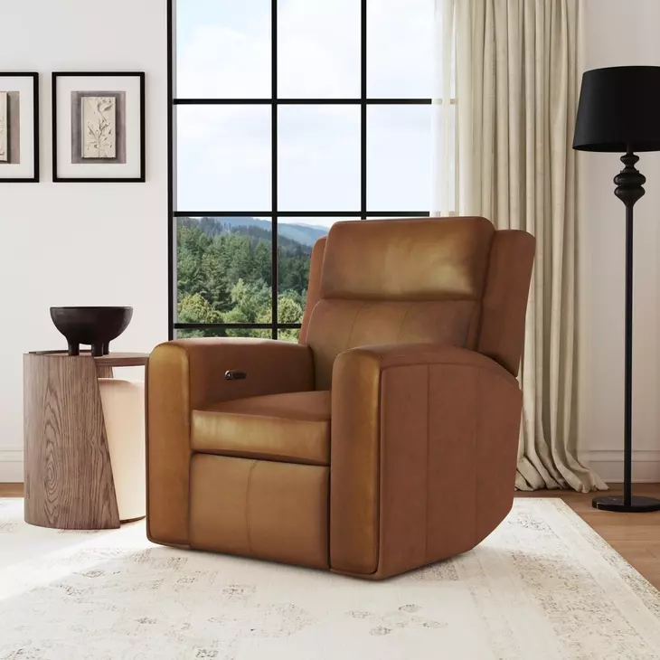 Wyatt Canyon Brown Leather Zero Gravity Power Recliner with Power Lumbar and USB Charging