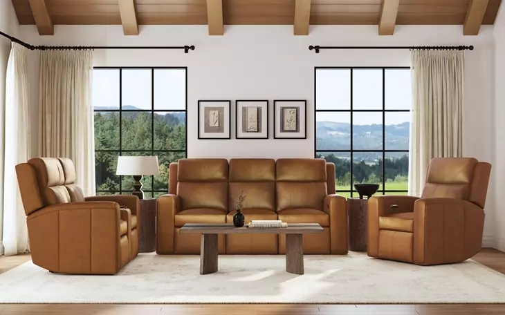 Wyatt Canyon Brown Leather Zero Gravity Power Recliner with Power Lumbar and USB Charging
