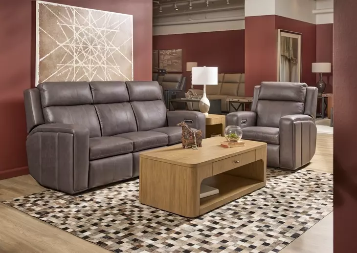 Wyatt Gunmetal Gray Leather 85" Zero Gravity Power Reclining Sofa with Power Lumbar and USB Charging