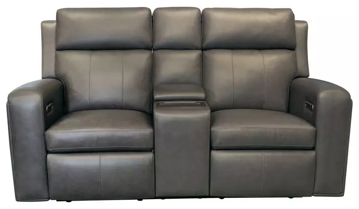 Wyatt Gunmetal Gray Leather 74" Zero Gravity Power Reclining Loveseat with Console and USB Charging