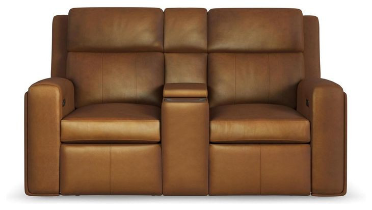Wyatt Canyon brown Leather 74" Zero Gravity Power Reclining Loveseat with Console and USB Charging