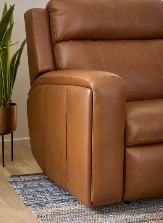 Wyatt Canyon brown Leather 74" Zero Gravity Power Reclining Loveseat with Console and USB Charging