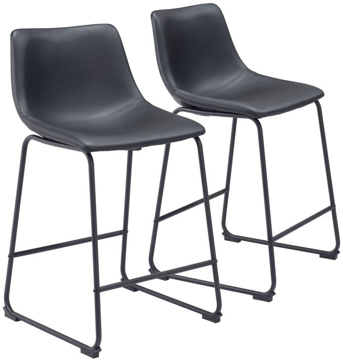 Smart Black and Black Counter Height Stool Set of 2