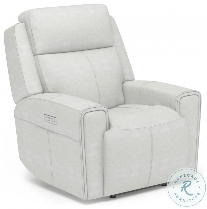 Barnett Cream Leather Power Recliner With Power Headrest And Lumbar