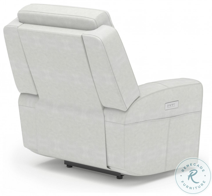 Barnett Cream Leather Power Recliner With Power Headrest And Lumbar