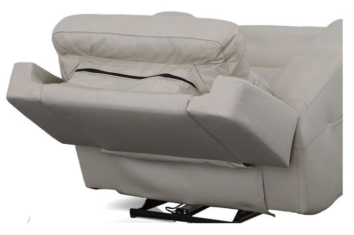 Barnett Cream Leather Power Recliner With Power Headrest And Lumbar