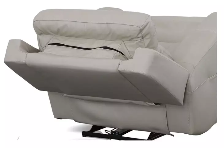 Barnett Cream Leather Power Recliner With Power Headrest And Lumbar