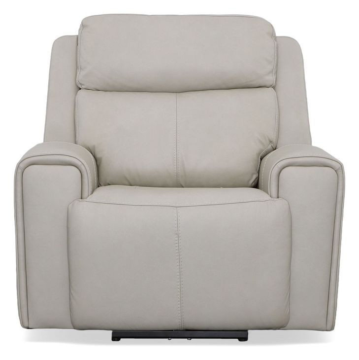Barnett Cream Leather Power Recliner With Power Headrest And Lumbar