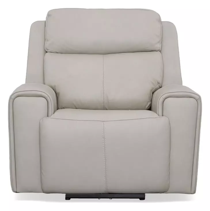 Barnett Cream Leather Power Recliner With Power Headrest And Lumbar